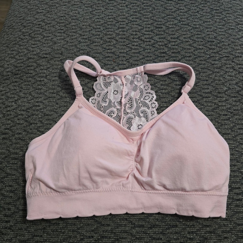 Laura Ashley Lace‎ Racerback Bralette Womens Medium Pink Good 6127-85
